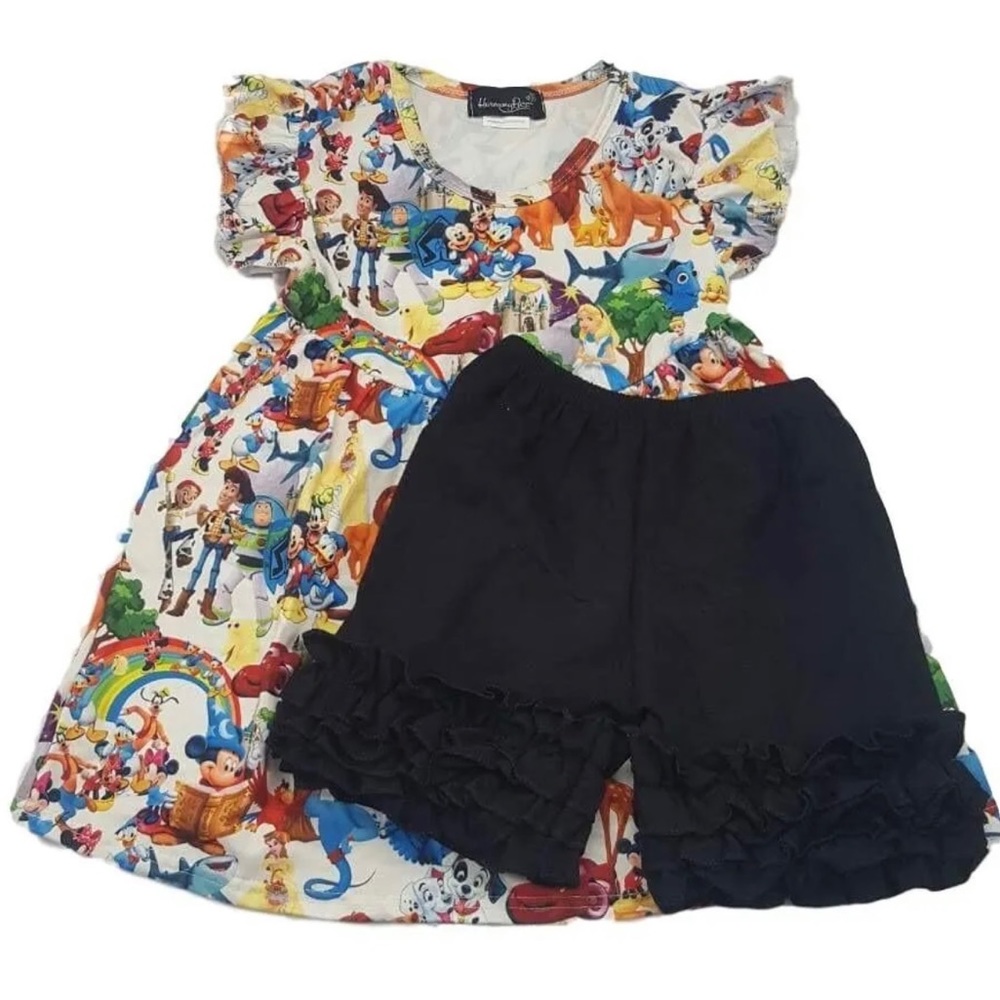 New Boutique Harmony Bee 14-16 Character Shorts Tunic Dress Set Disney Inspired